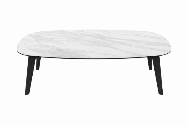 Malcolm, Coffee table boat shape (40), white marble top/black legs